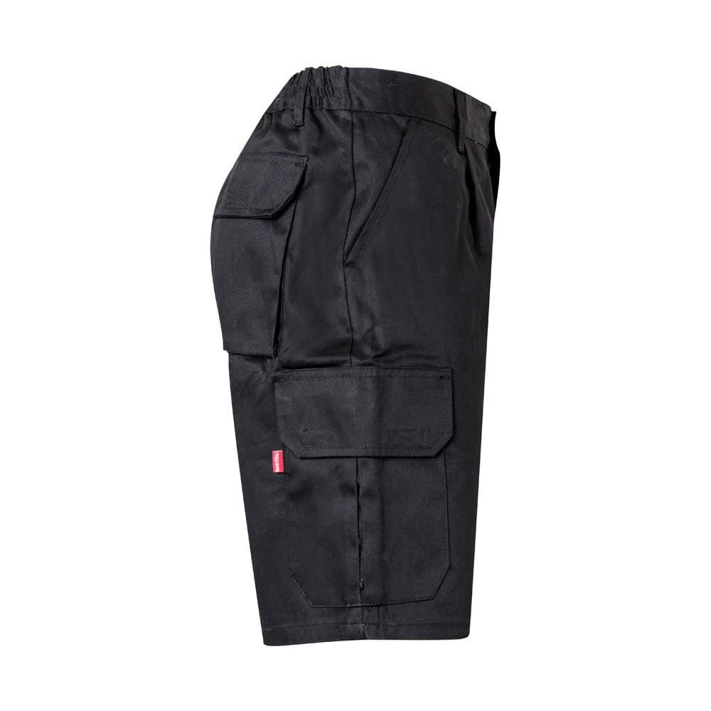 Svarta bermudashorts i twill med flera fickor för män.