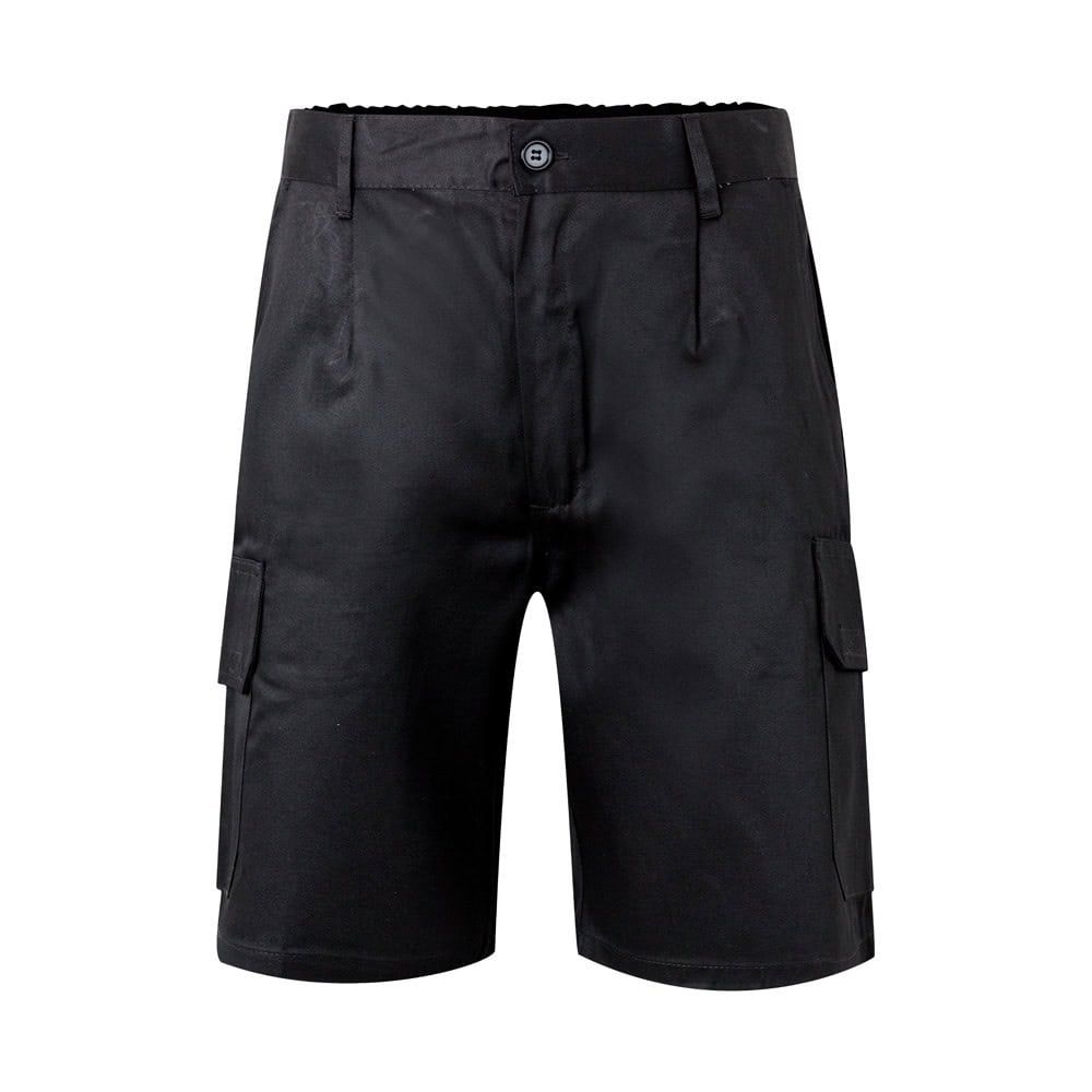 Svarta bermudashorts i twill med fickor, 200g/m², bomull och polyester.