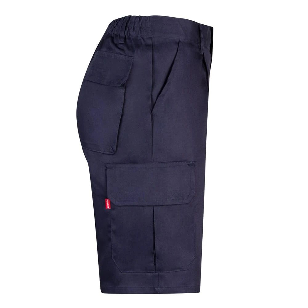 Mörkblå bermudashorts i twill med flera fickor för arbete.
