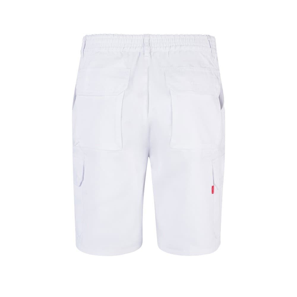 Vit bermudashorts i twill med flera fickor, 200g/m², bomull och polyester.