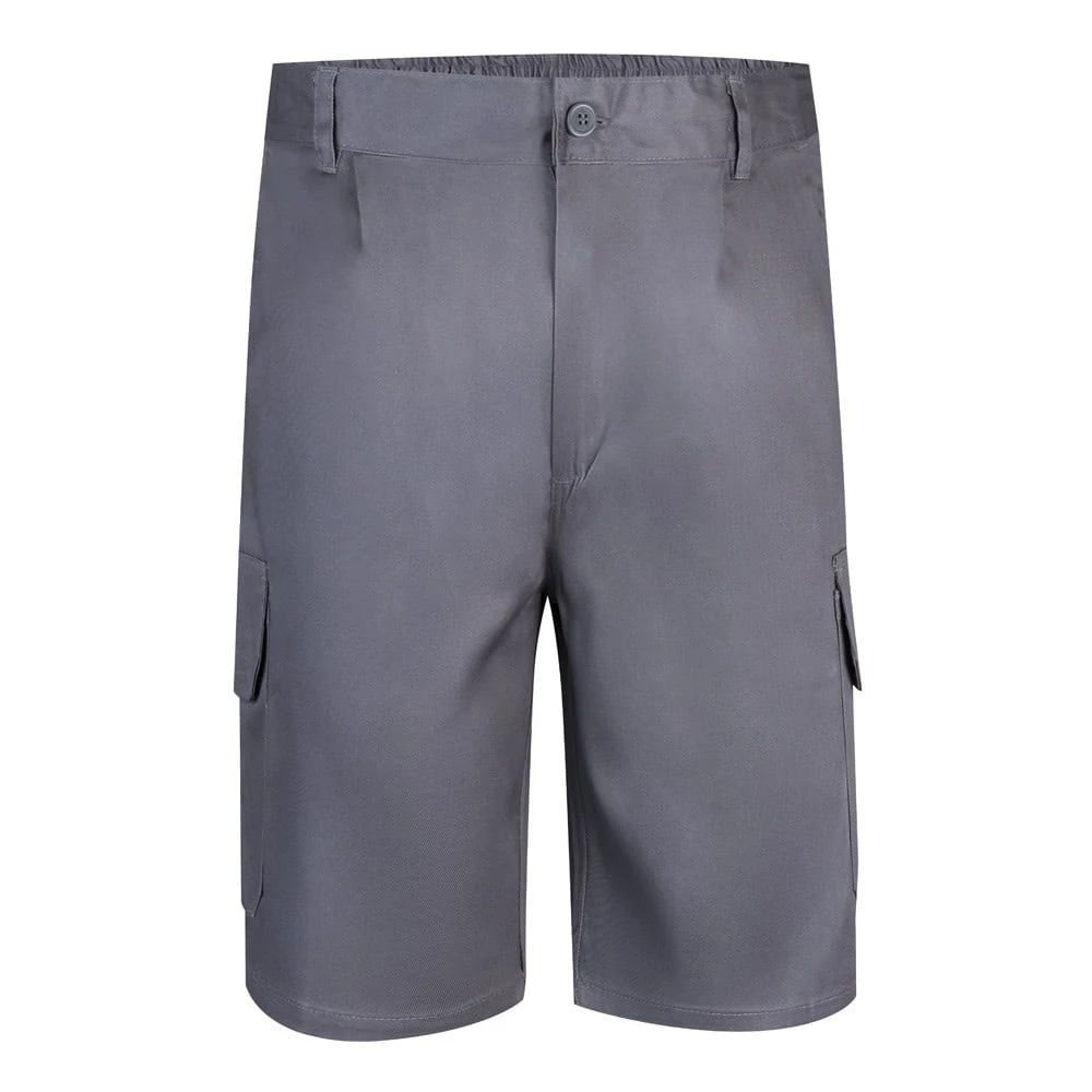 Grå bermudashorts i twill med fickor, bomull och polyester.