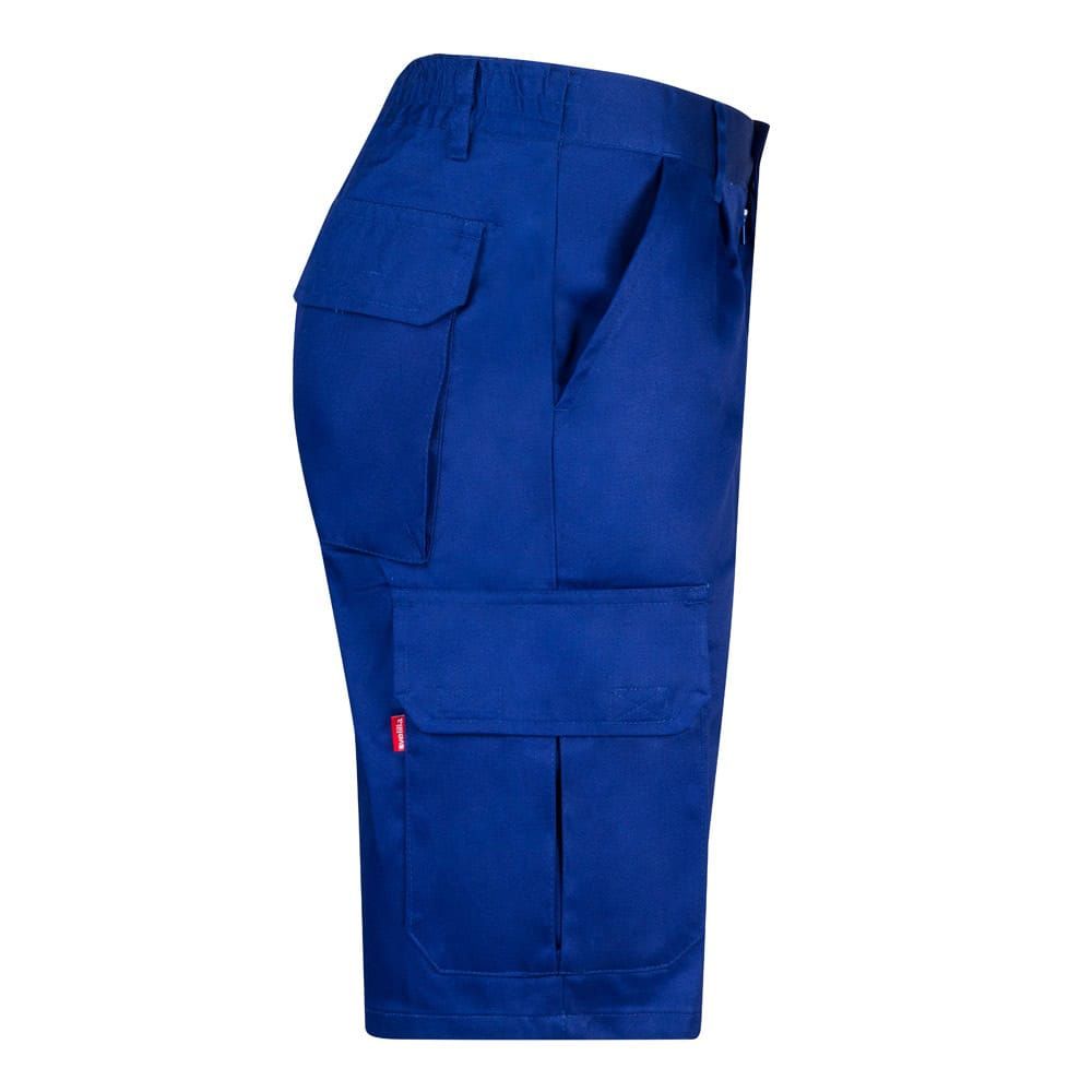 Blå bermudashorts i twill med flera fickor för arbete.