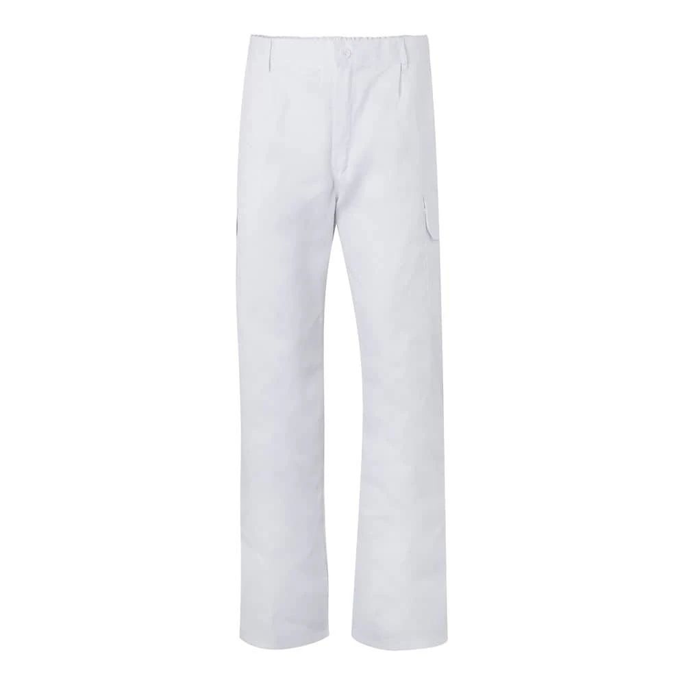 Vita twillbyxor med flera fickor i bomull och polyester.