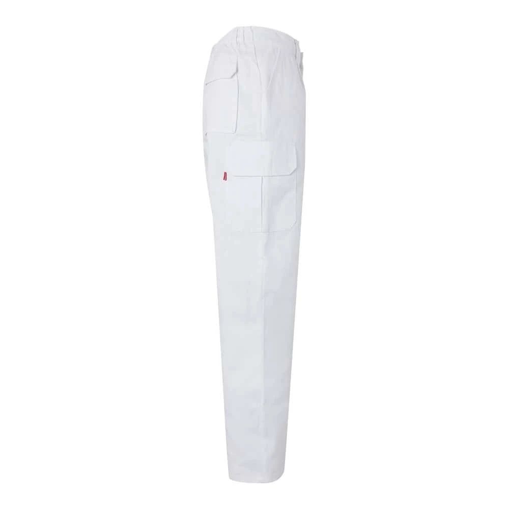 Vita twillbyxor med flera fickor för arbetsbruk, 200g/m².