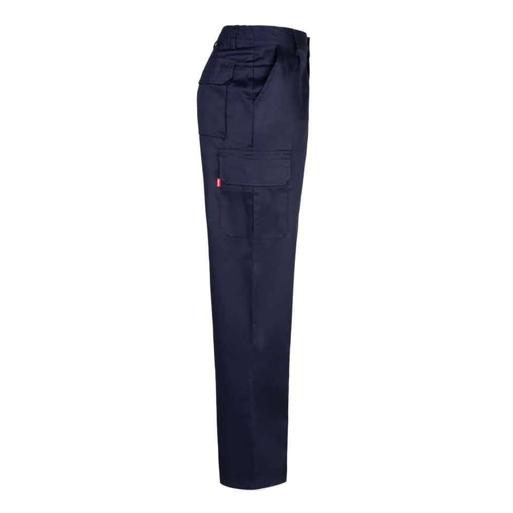 Mörkblå arbetsbyxa VL MABON med flera fickor i bomull/polyester.