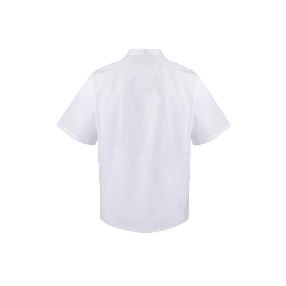 Vit kortärmad poplin köksjacka i bomull och polyester, lätt och bekväm.