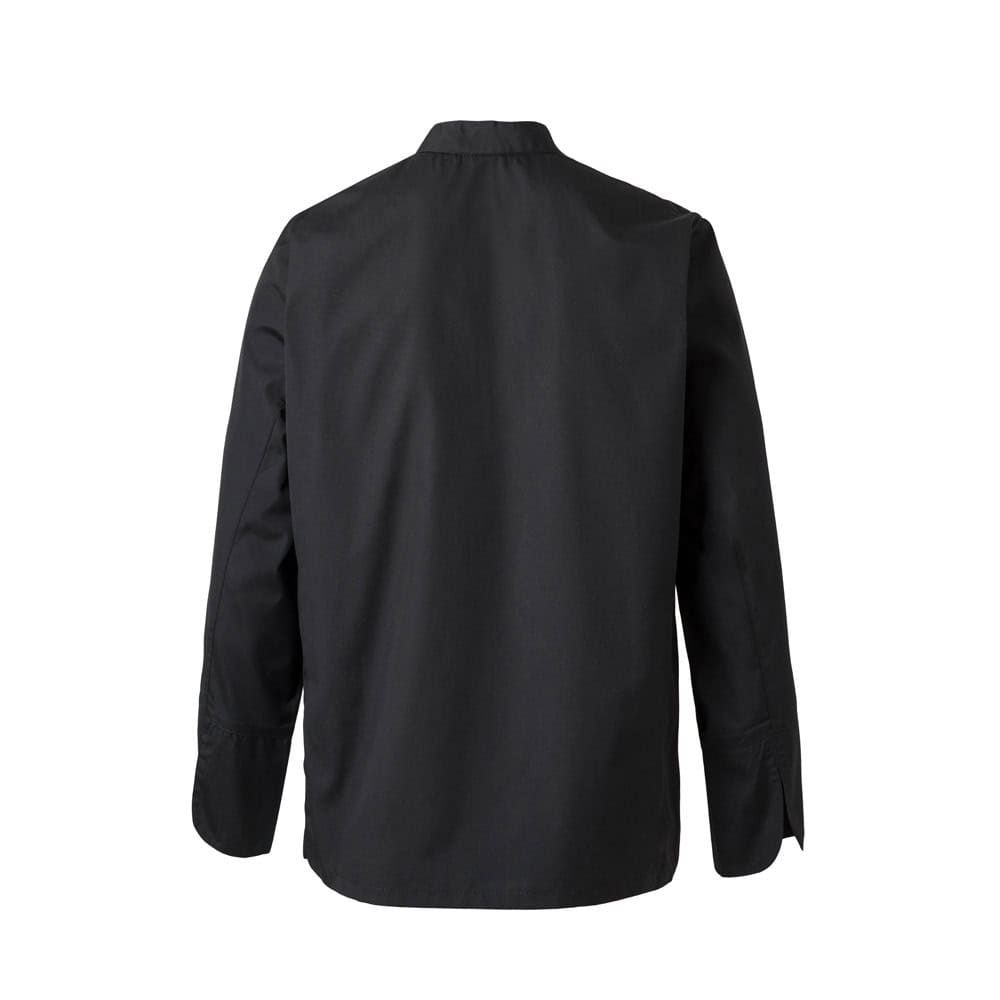 Svart långärmad köksjacka i bomull och polyester för professionellt bruk.