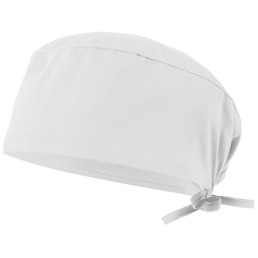 Vit hygienisk twillmössa i bomull och polyester, perfekt för renhetskrav.