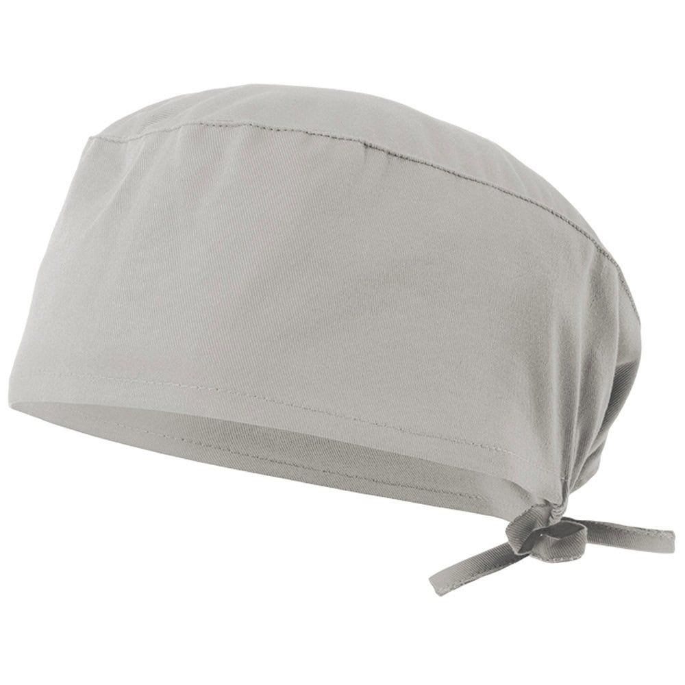 Vit hygienisk twillmössa i bomull och polyester, med knytband.