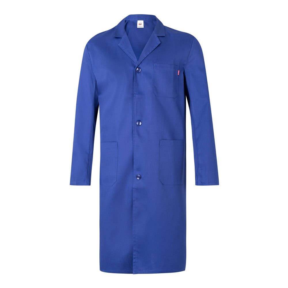 Blå twillblus i bomull och polyester, långärmad och knäppbar.