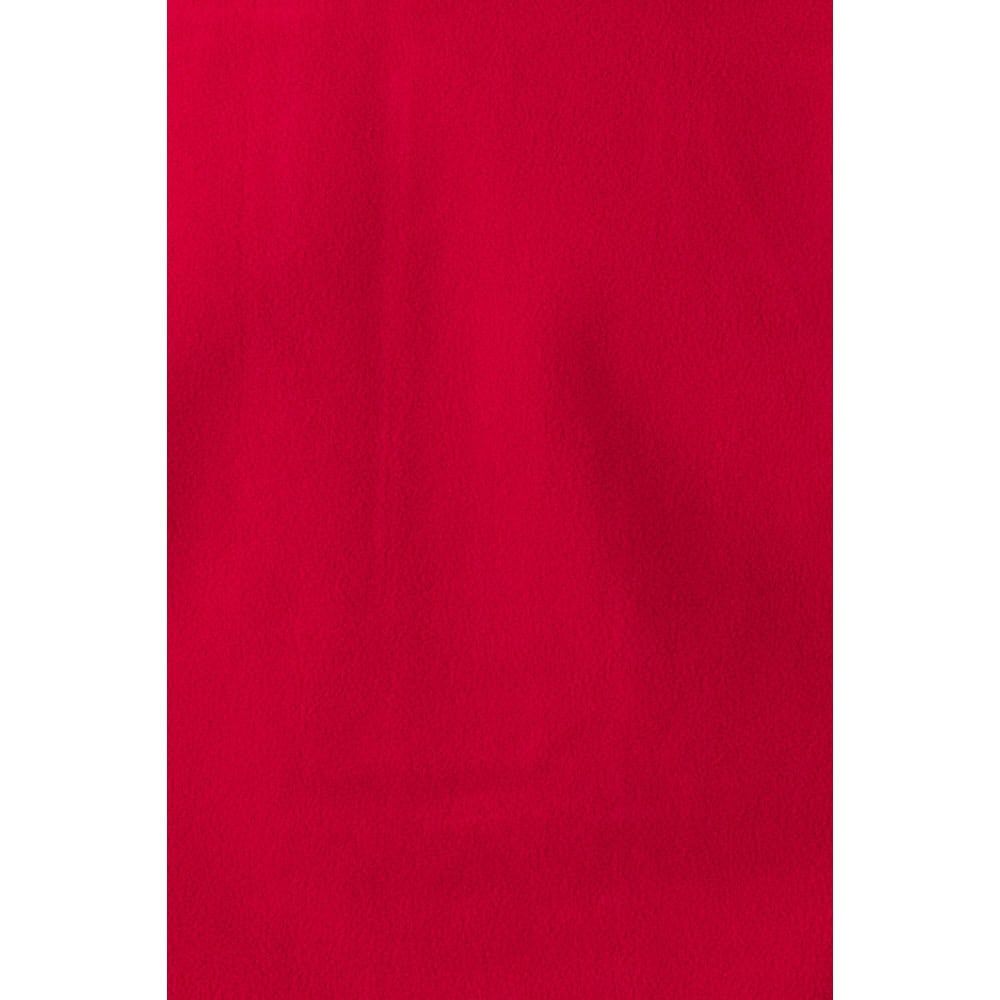 Röd soft shell-väst med polärt foder, polyester och elastan.