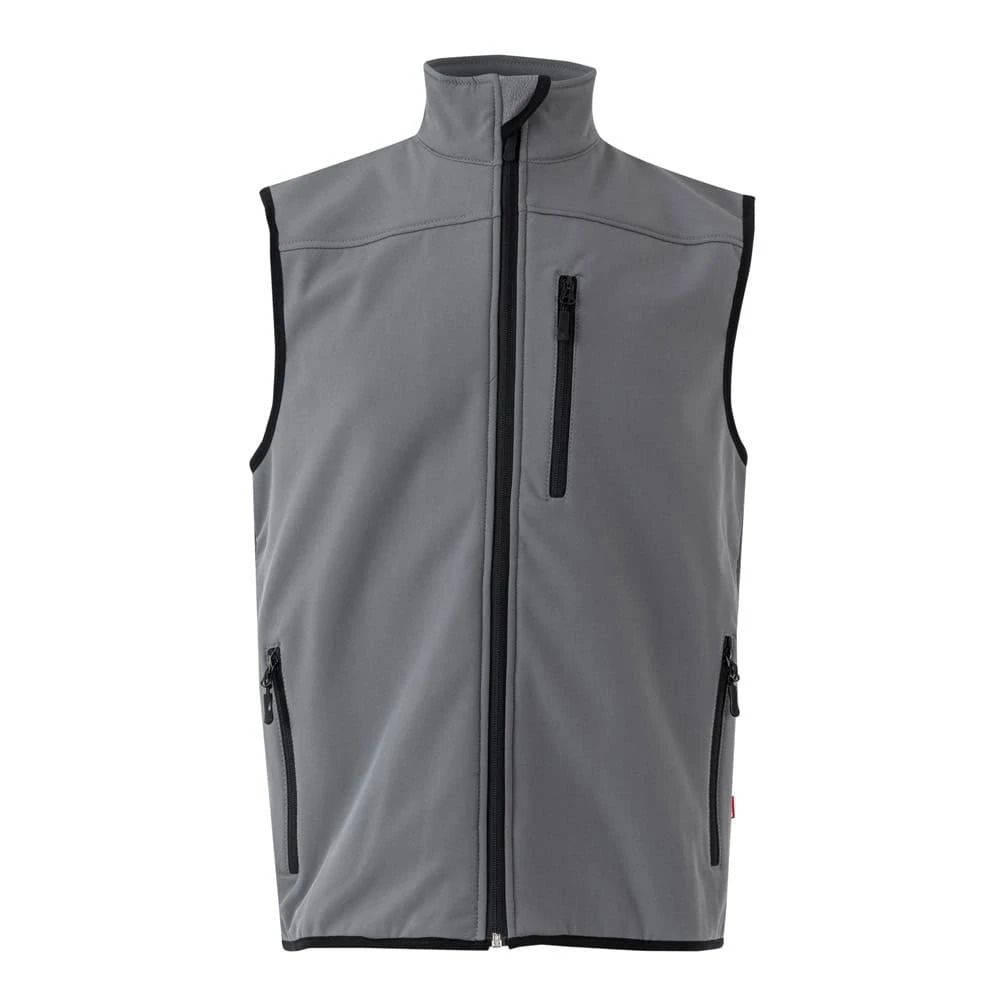 Softshell-vest i grått med dragkedjor och polärt foder, perfekt för utomhusbruk.