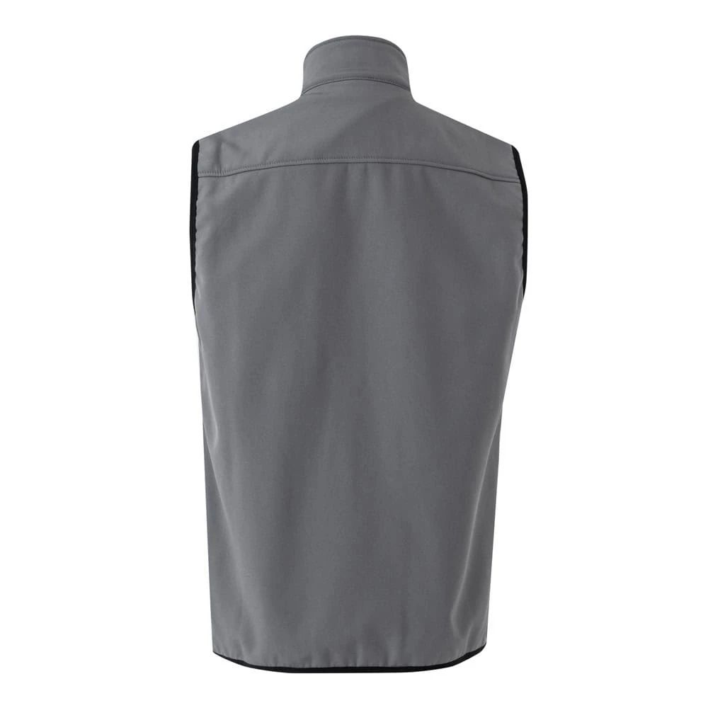 Grå soft shell-väst med polärt foder i polyester och elastan.
