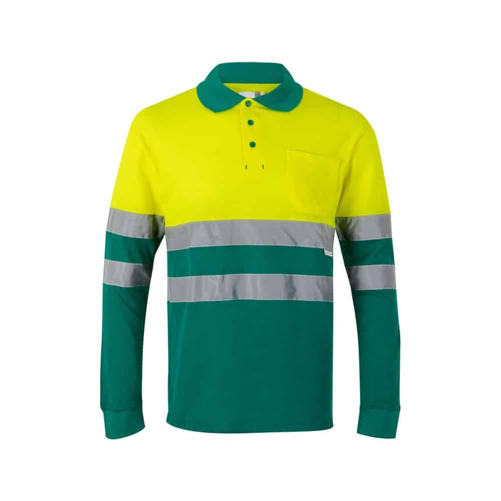VL PLUTO. Tvåfärgad pikétröja (150g/m²) med långa ärmar, i bomull (55%) och polyester (45%)