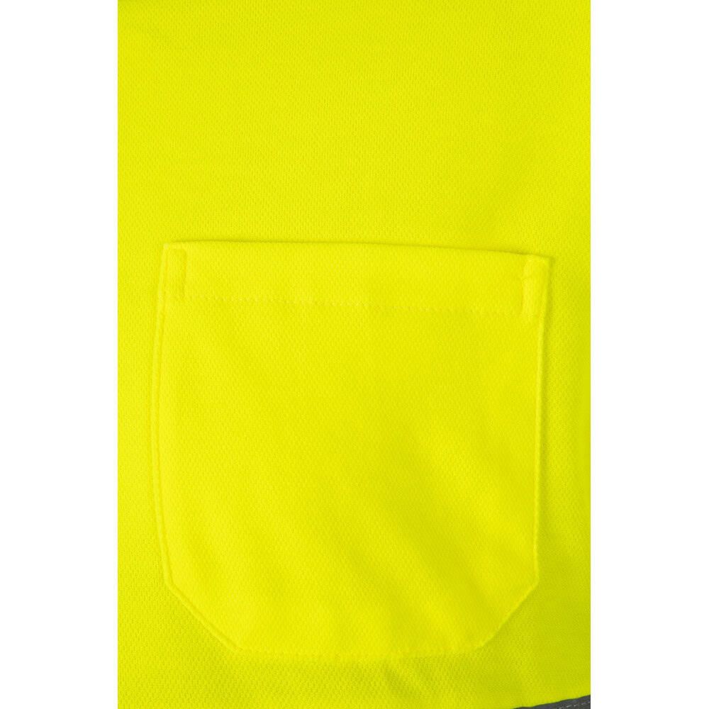 Neonfärgad pikétröja i bomull och polyester med lång ärm, stor ficka fram.