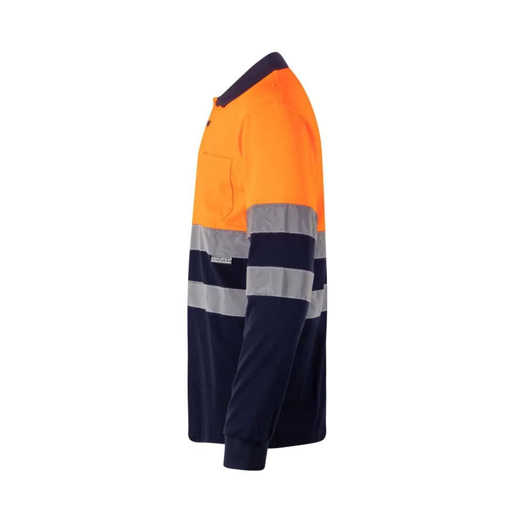 VL PLUTO LARGE. Tvåfärgad pikétröja (150g/m²) med långa ärmar, i bomull (55%) och polyester (45%)