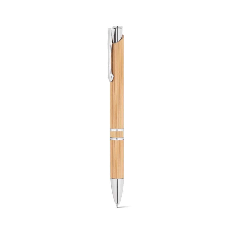 BETA BAMBOO. Bambukulspetspenna med klämma och metalldetaljer