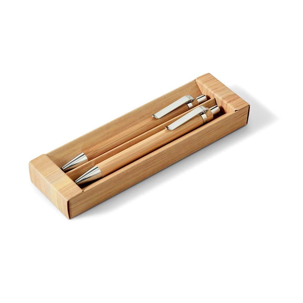 GREENY. Penna och mekanisk penna set av bambu