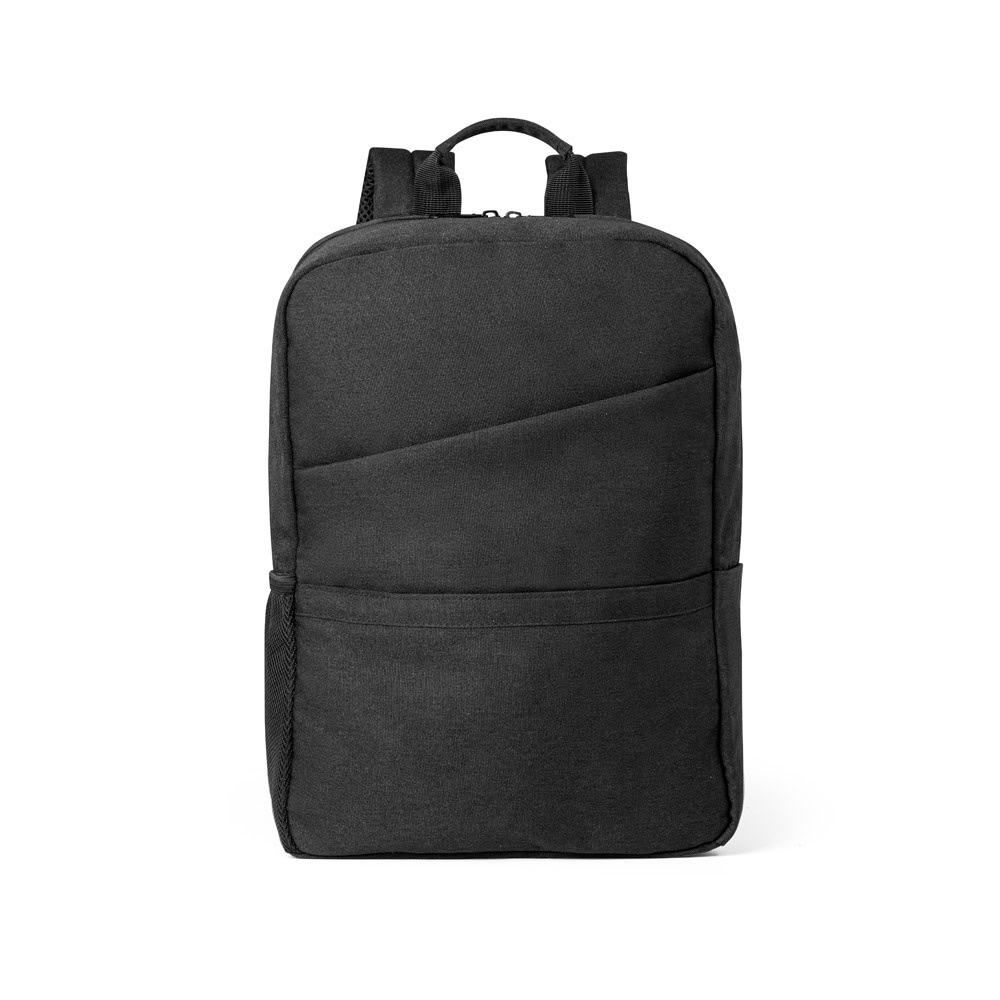 Miljövänlig ryggsäck i 600D återvunnen polyester, perfekt för skol- eller arbetsbruk.
