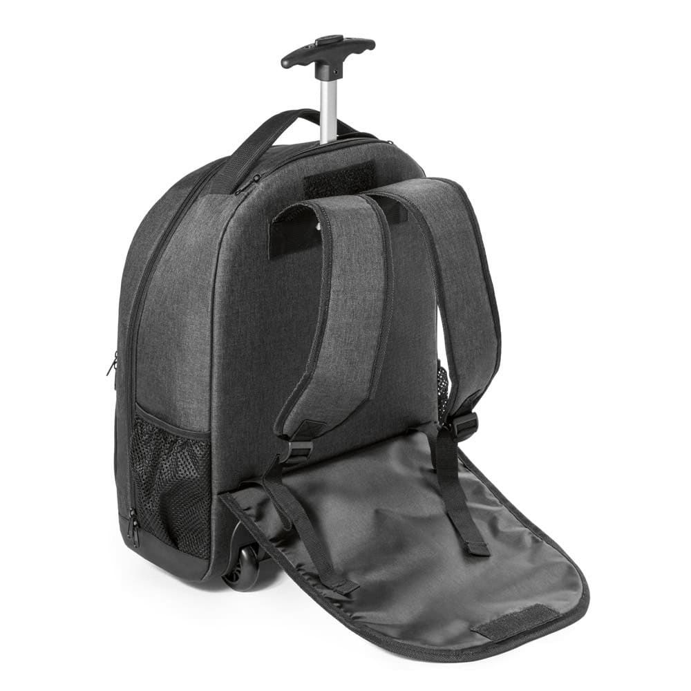 Trolleyryggsäck för laptop 15.6'' i mörkgrått med hjul och utdragbart handtag.