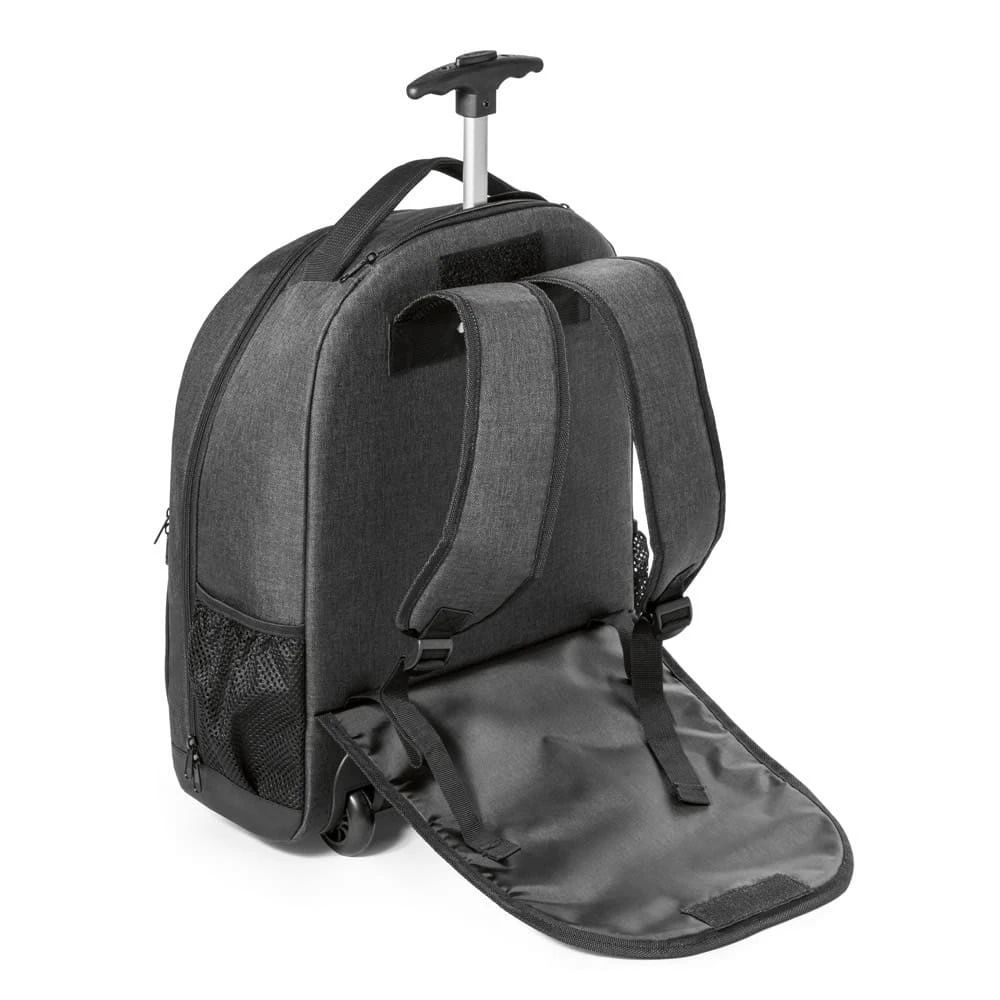 Trolleyryggsäck för laptop 15.6'' i mörkgrått med hjul och utdragbart handtag.