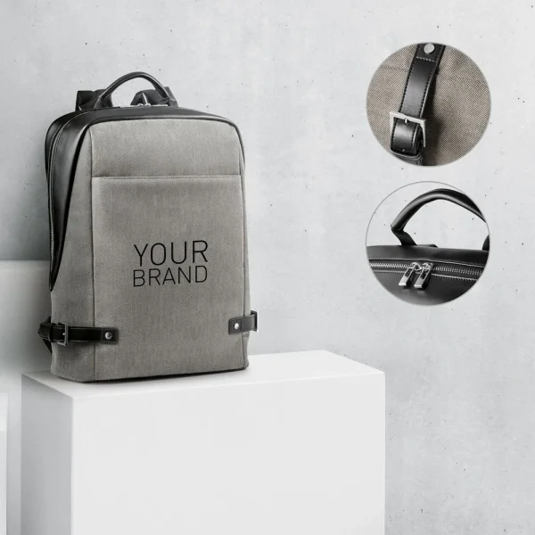 DIVERGENT BACKPACK II. Ryggsäck för laptop upp till 15.6'' i tyg och PU – profilreklam med tryck från ExpoTryck