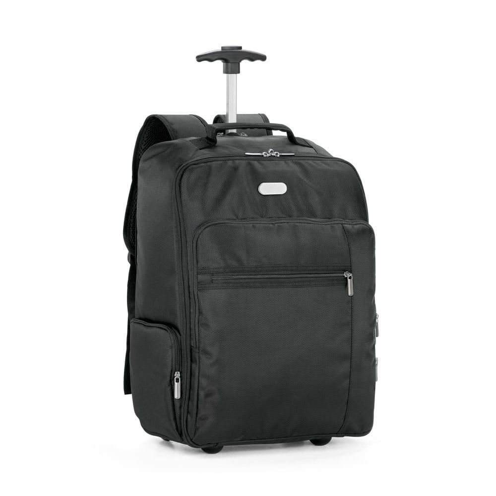 Mörkgrå laptop trolley ryggsäck för 17'' med hjul och teleskophandtag.