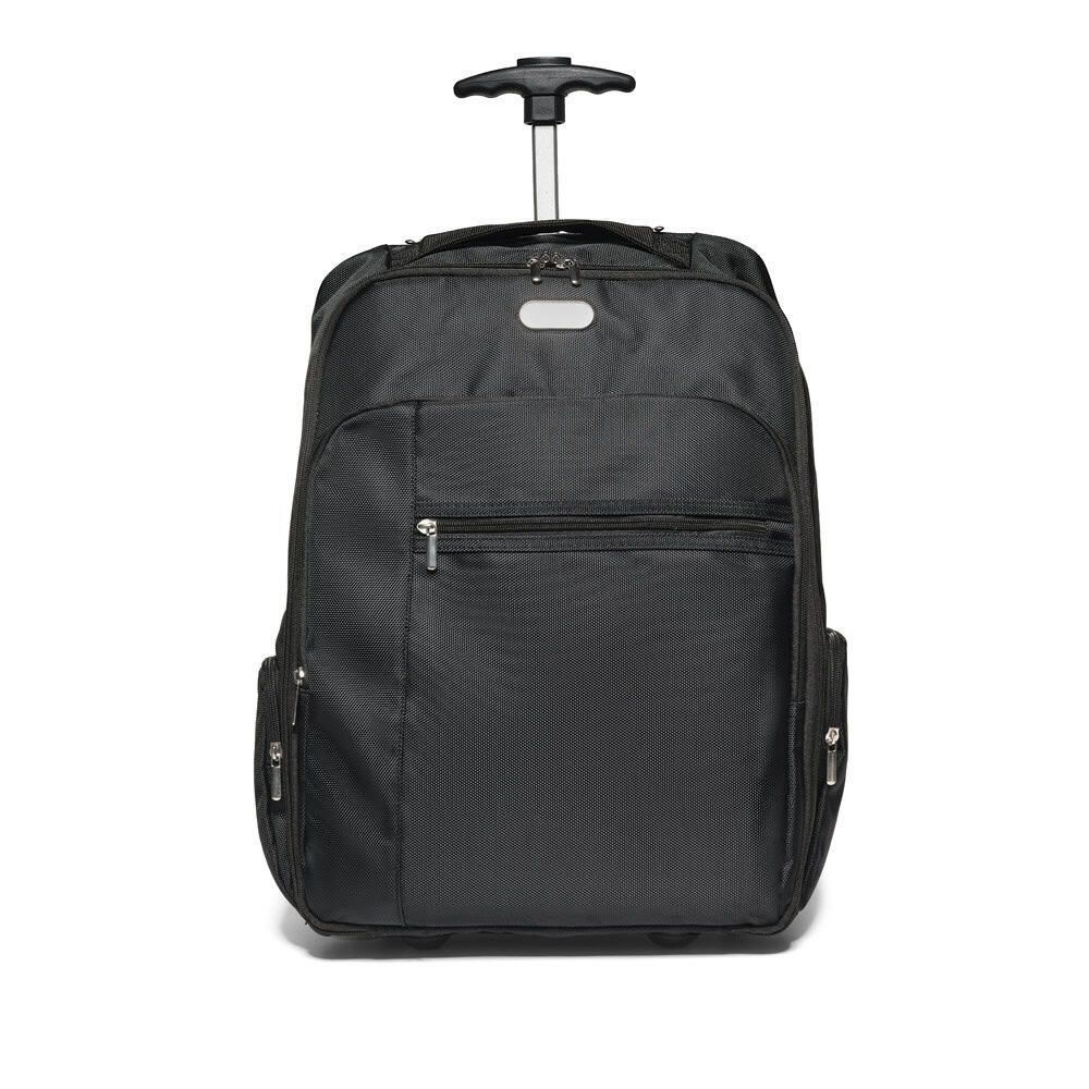 Svart laptop- och resväska med hjul och handtag, 17'' i slitstarkt material.