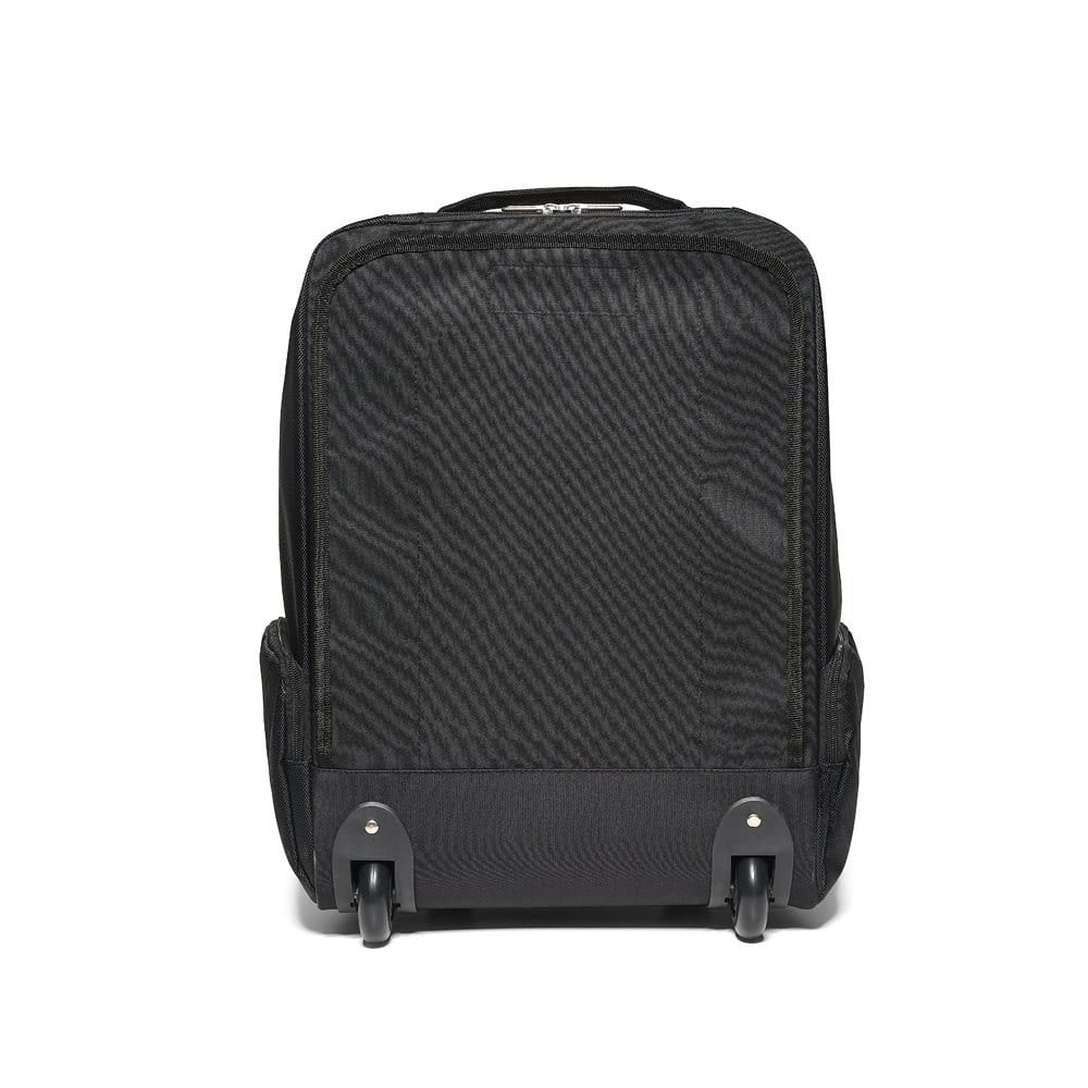 Svart laptop-ryggsäck med hjul för 17-tums dator, slitstark i 1680D och 300D.