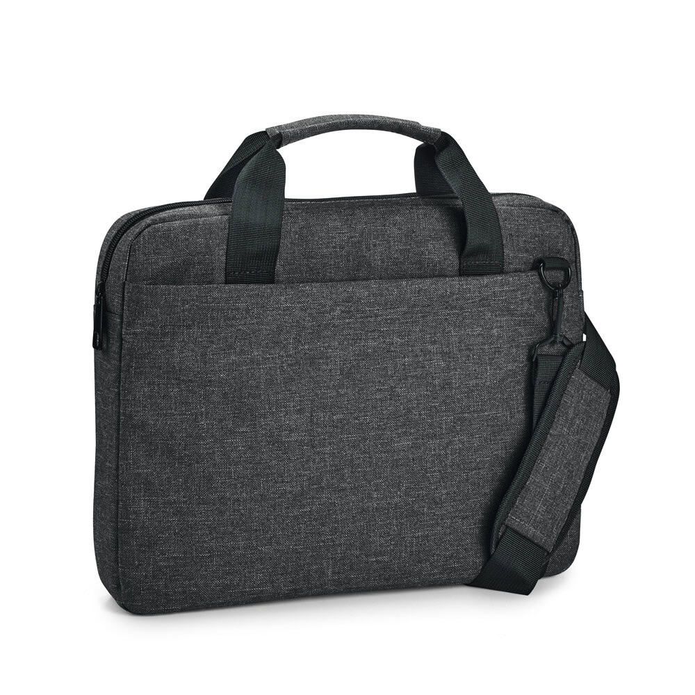 Svart laptopväska för 14-tums laptop i slitstark 600D-tyg.