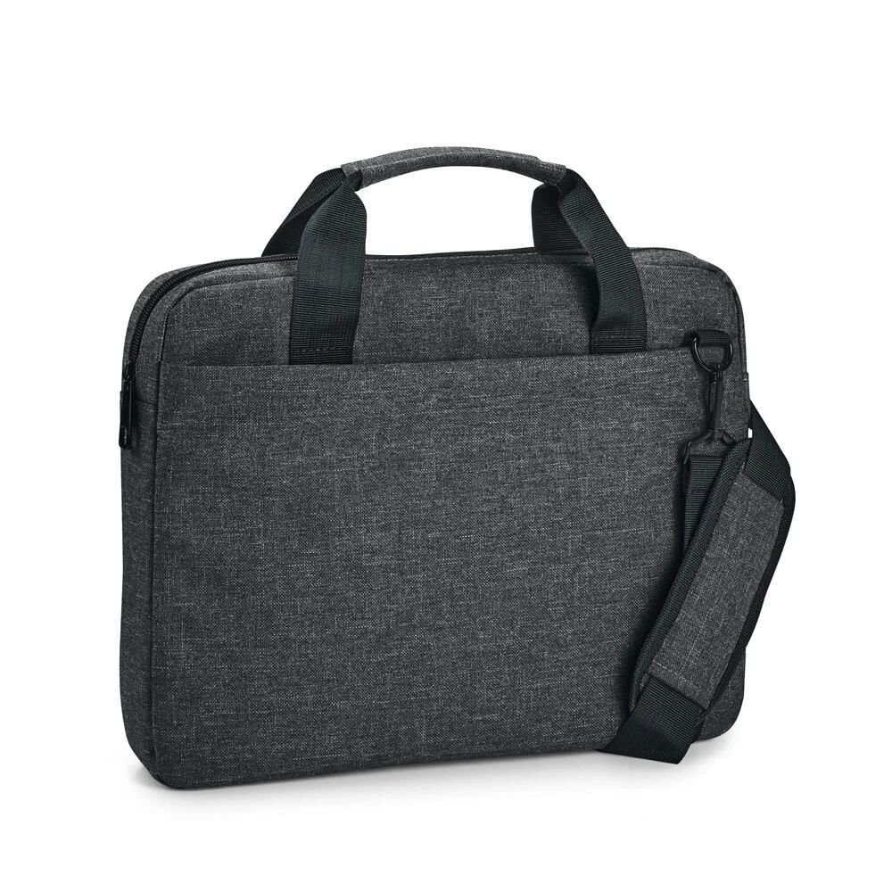 Svart laptopväska för 14-tums laptop i slitstark 600D-tyg.