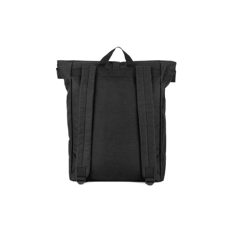 En svart laptopryggsäck i slitstark 600D-nylon med 210D-foder, perfekt för arbete och studier.