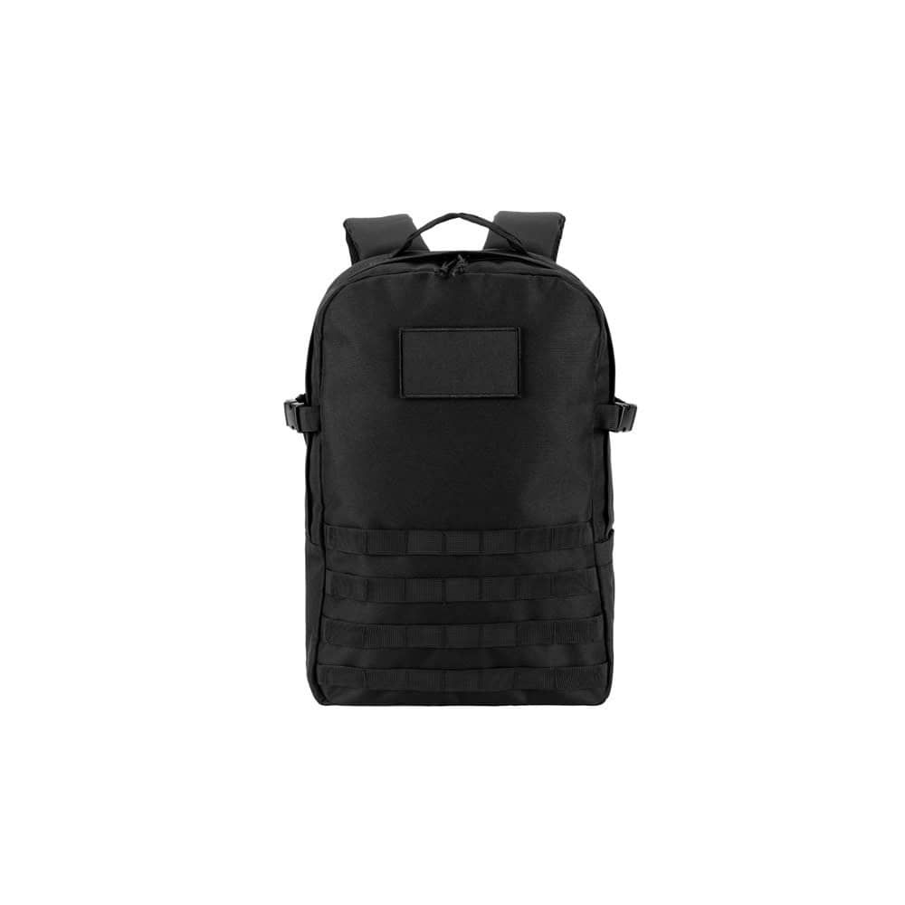 Svart militärstil-ryggsäck i 600D återvunnen polyester med foder i 210D återvunnen polyester, 17,3 t.