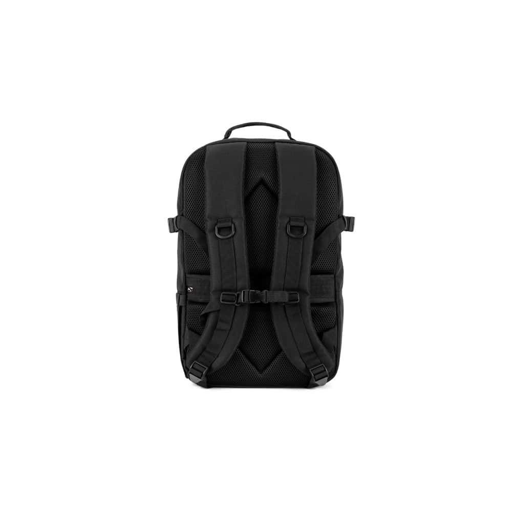 Svart militärstil-ryggsäck i 600D återvunnen polyester med foder i 210D återvunnen polyester, 17,3 t.