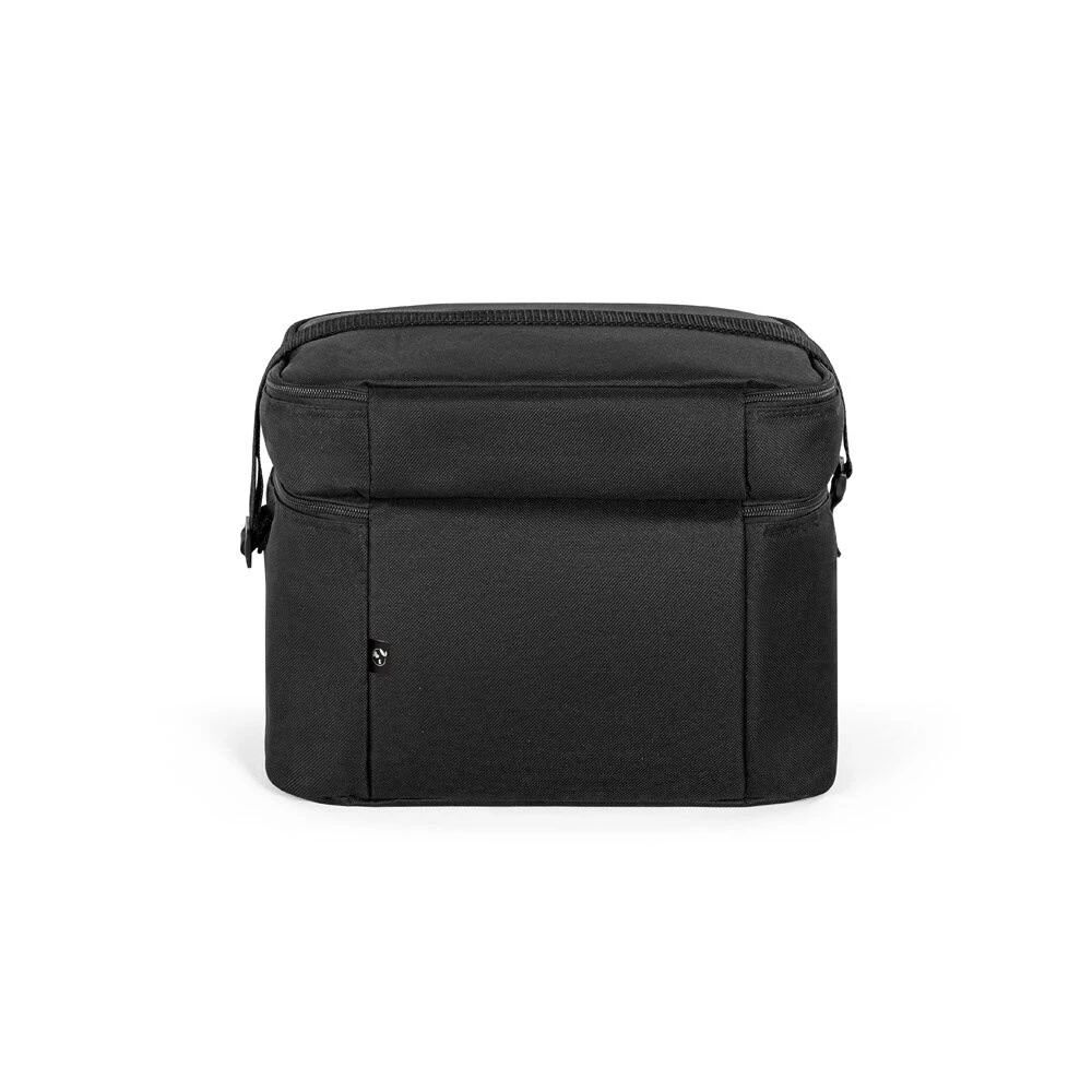 Svart kylväska i 600D polyester med justerbart vävband.