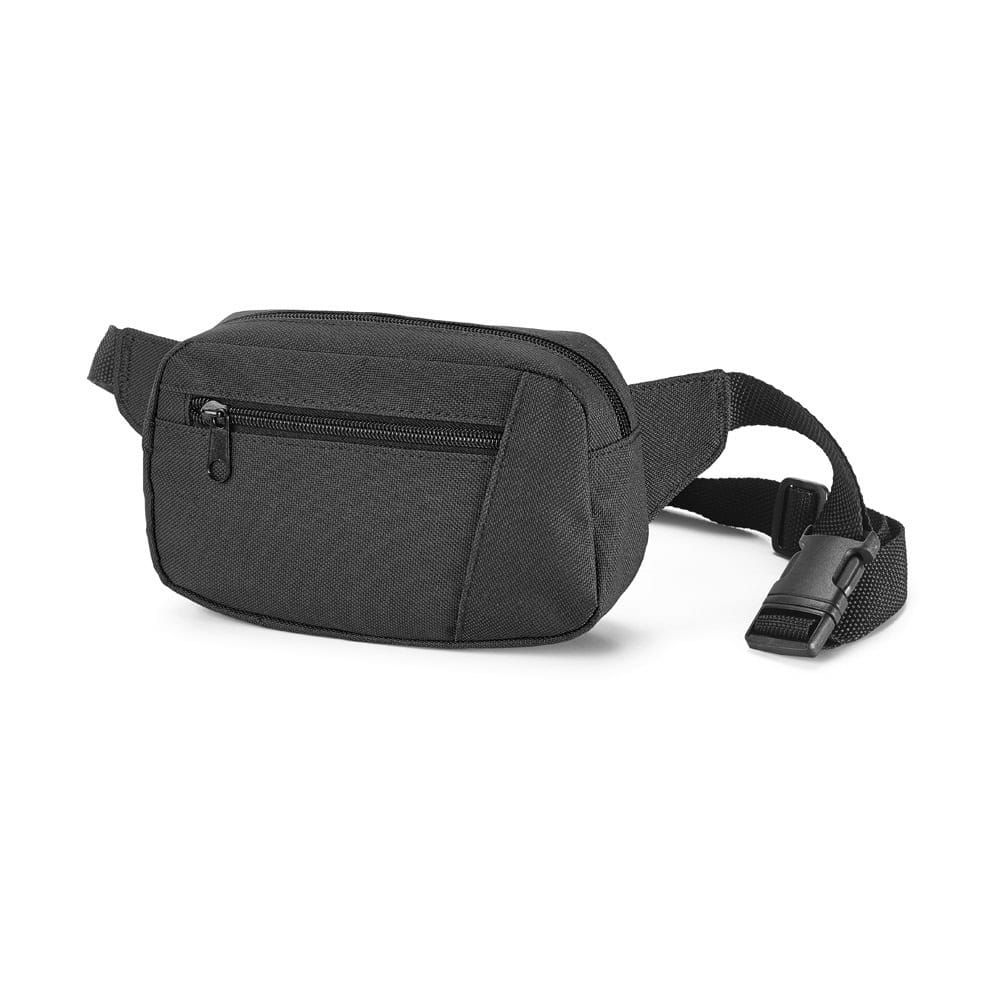 En svart LAGOS midjeväska i slitstarkt 600D-material med justerbar rem och frontficka. Perfekt för f.