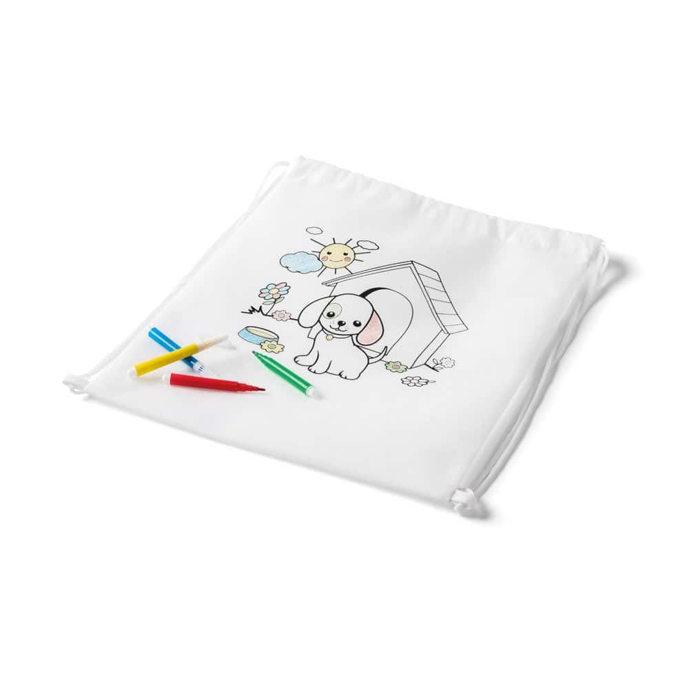 DRAWS. Barnväska med gympapåse för färgläggning (80 g/m²)