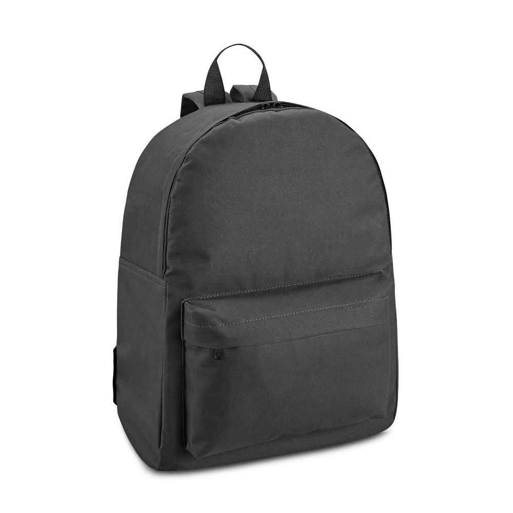 Ryggsäck i svart med enkel design och praktiska fack. Perfekt för skolgång eller vardagsbruk.