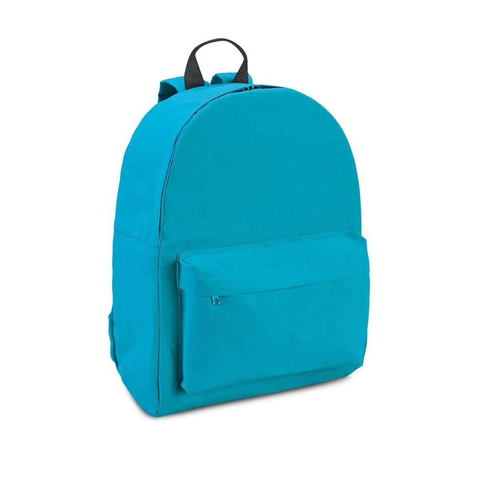 Blå BERNA ryggsäck i 600D polyester med frontficka och justerbara axelremmar.