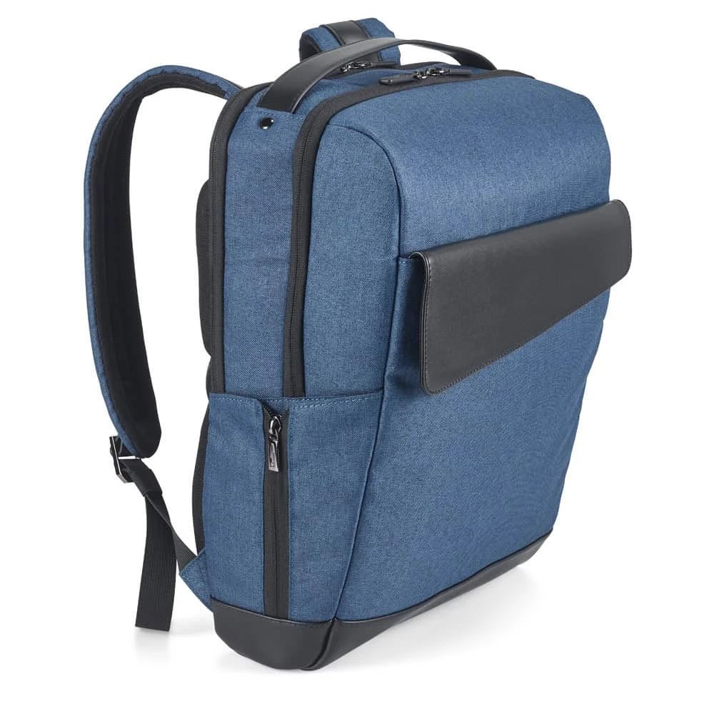 Ryggsäck MOTION BACKPACK i blått, tillverkad av slitstarkt 600D-material och polypropen för daglig a.