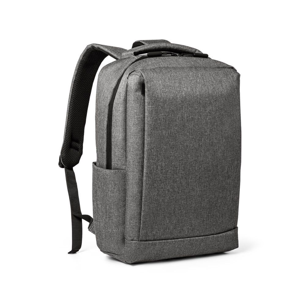Grå laptopryggsäck för 15,6" dator i slitstarkt 300D-material.