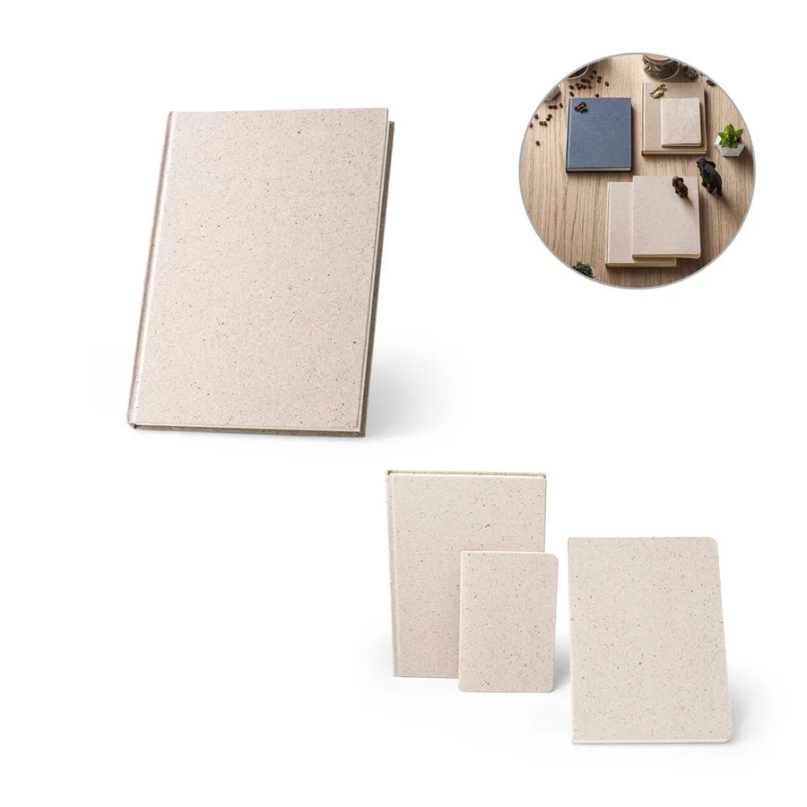 ORGANIC RIGID. A5 anteckningsblock med hårt omslag tillverkat av ekologiskt elefantmaterial (80%)