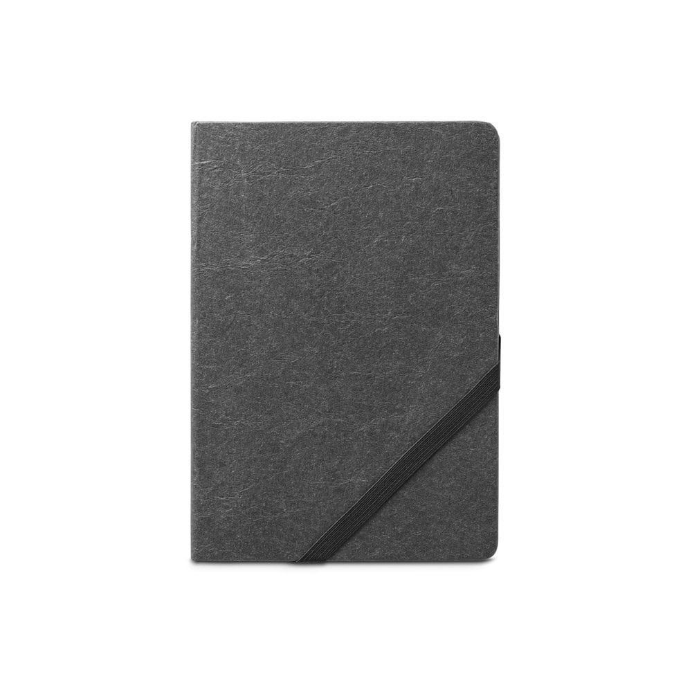 HUXLEY. A5-anteckningsblock, gjord av vattenavvisande papper, med fodrade sidor gjorda av ett FSC™-certifierat material och andra kontrollerade material