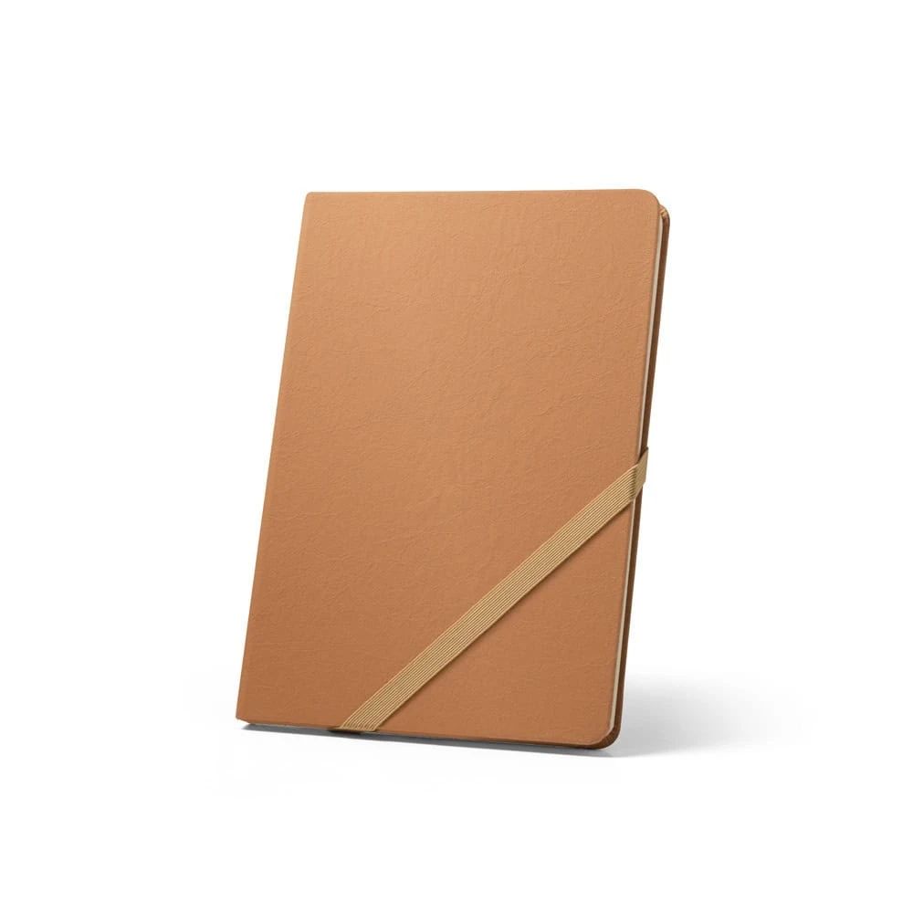 HUXLEY. A5-anteckningsblock, gjord av vattenavvisande papper, med fodrade sidor gjorda av ett FSC™-certifierat material och andra kontrollerade material