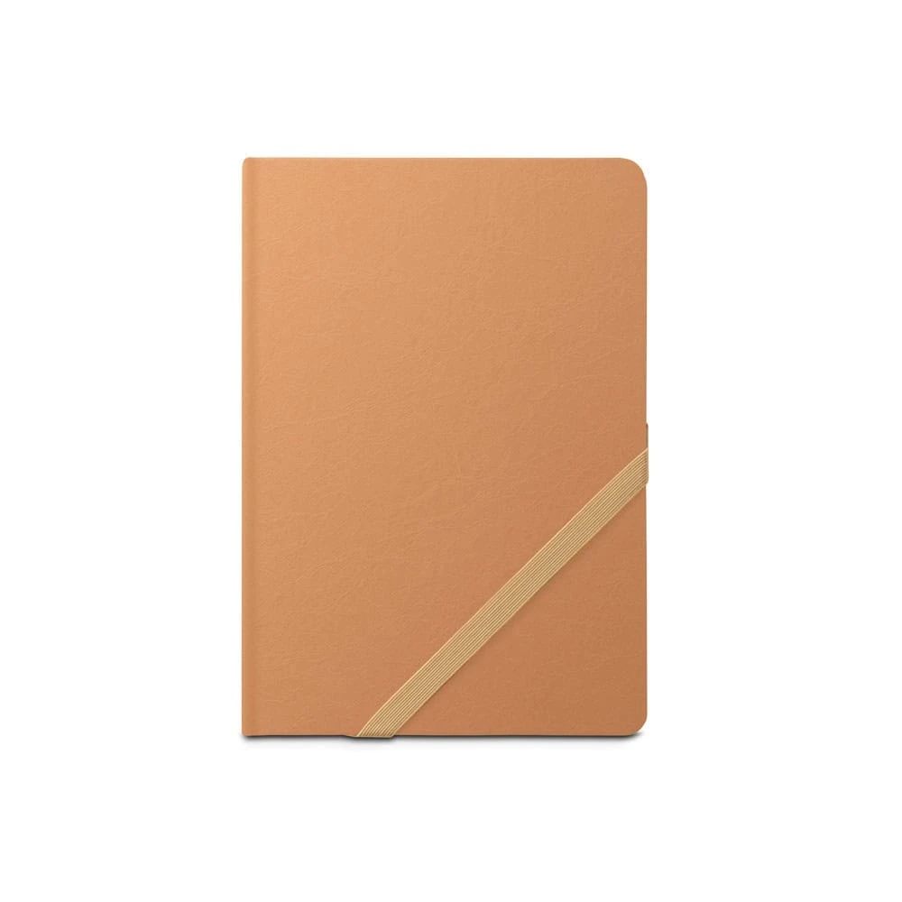 HUXLEY. A5-anteckningsblock, gjord av vattenavvisande papper, med fodrade sidor gjorda av ett FSC™-certifierat material och andra kontrollerade material
