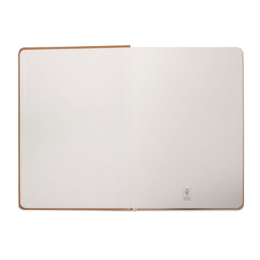 HUXLEY. A5-anteckningsblock, gjord av vattenavvisande papper, med fodrade sidor gjorda av ett FSC™-certifierat material och andra kontrollerade material