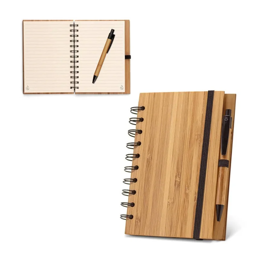 DICKENS A5. A5 spiral anteckningsblock i bambu med 100% återvunnet papper