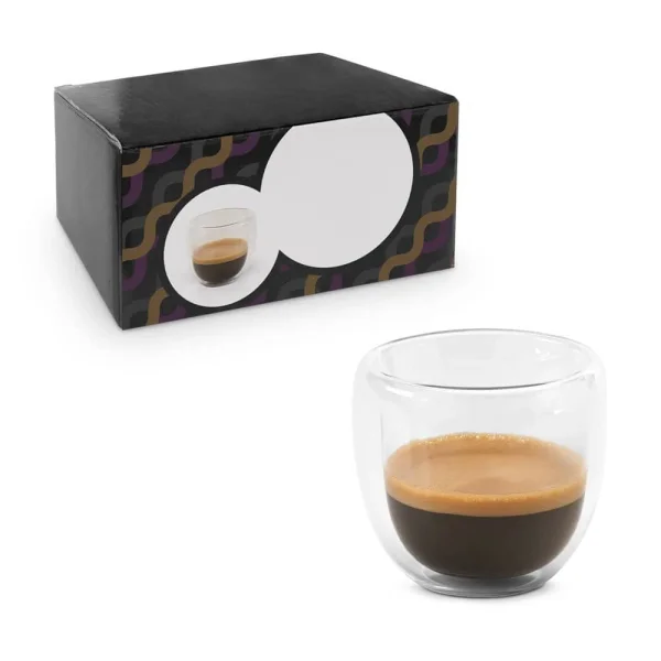 EXPRESSO. Borosilikatglas muggar, 2 glas – profilreklam med tryck från ExpoTryck