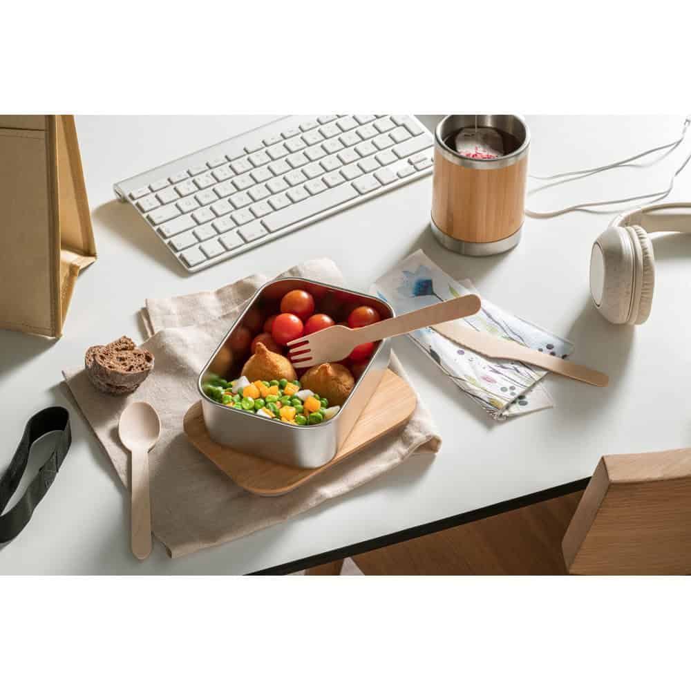 SHINO. Lunchlåda. 800 ml matlåda i rostfritt stål med bambulock