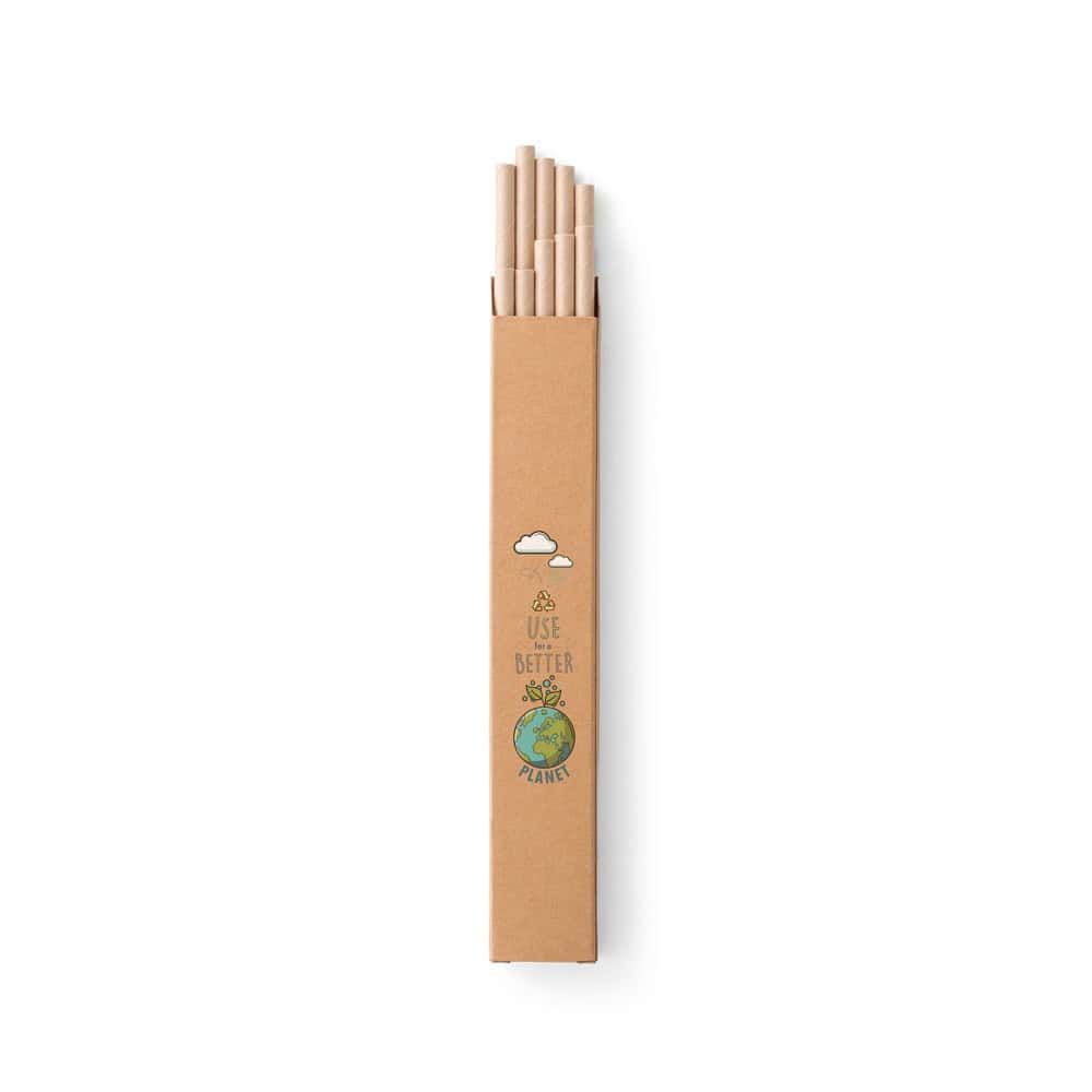 LAMONE. Set av 10 kraft papper sugrör